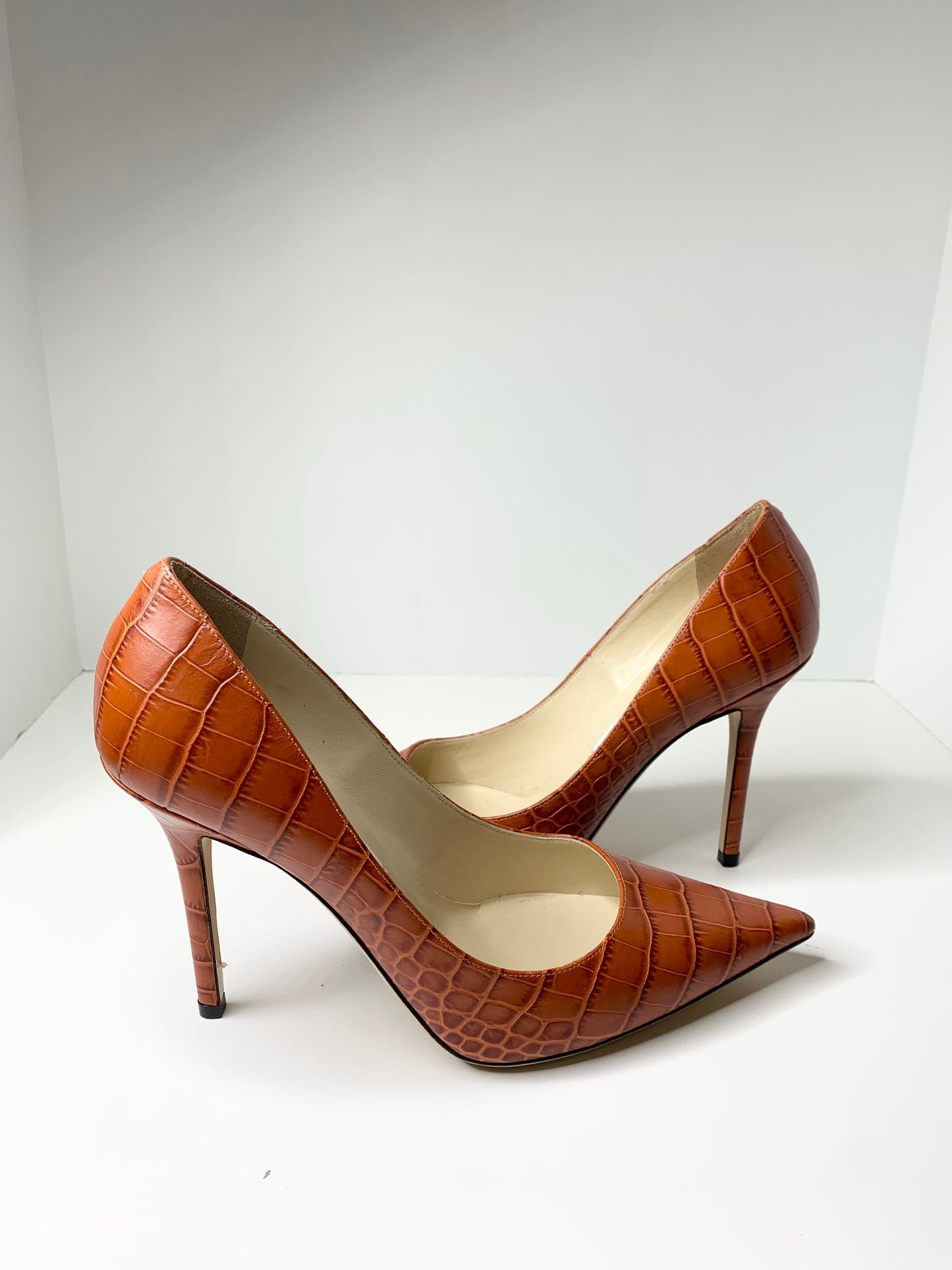 Jimmy Choo Love 100 Croc Embossed Pumps, Rust 38.5