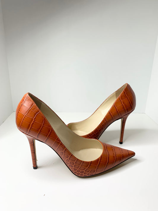 Jimmy Choo Love 100 Croc Embossed Pumps, Rust 38.5