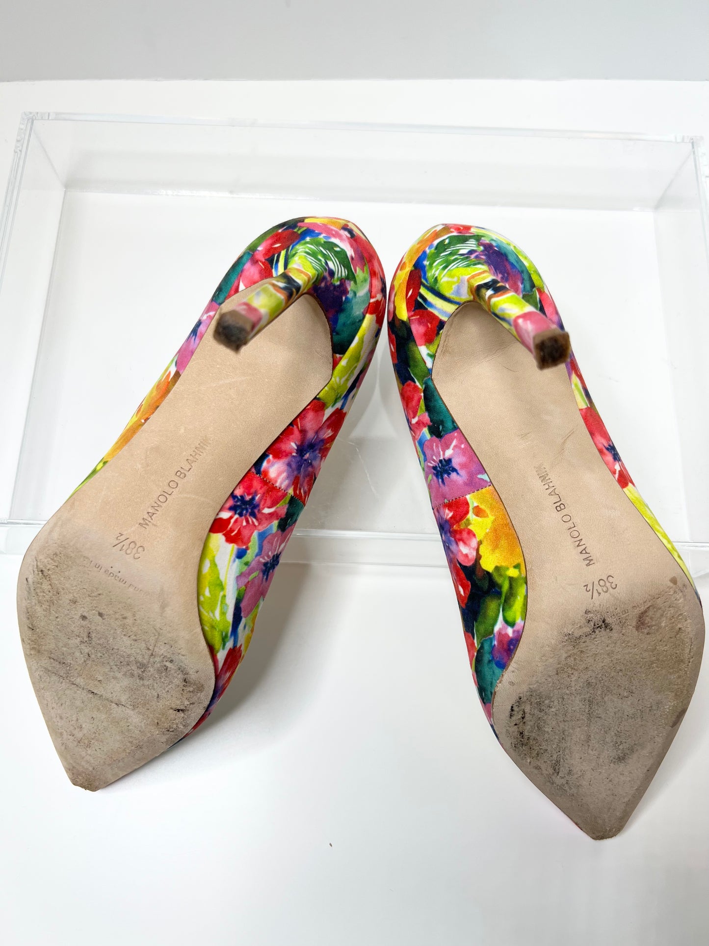 Manolo Blahnik Floral Print BB Pumps Size 38.5