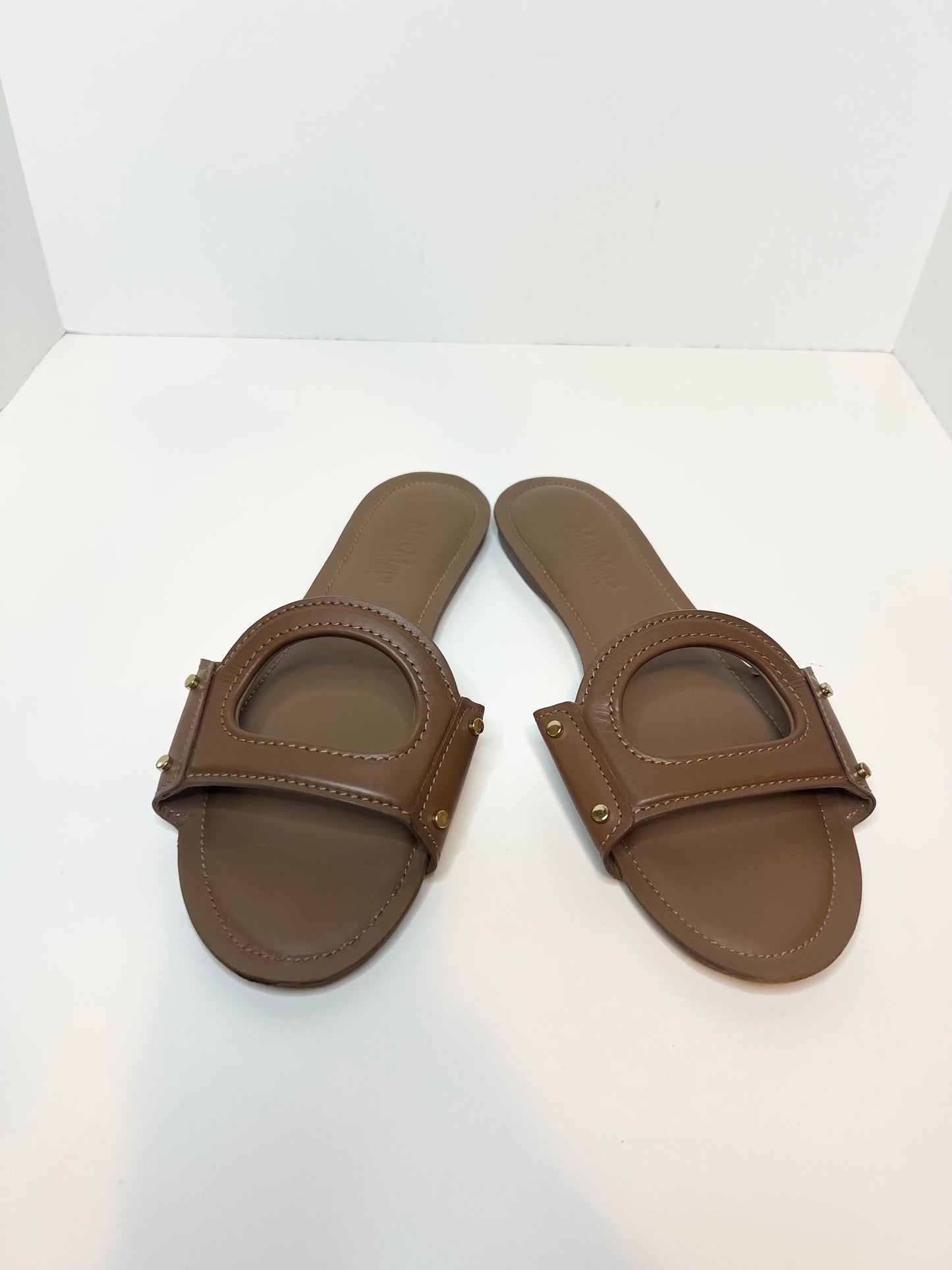 Max Mara brown leather slide, Size 39.5