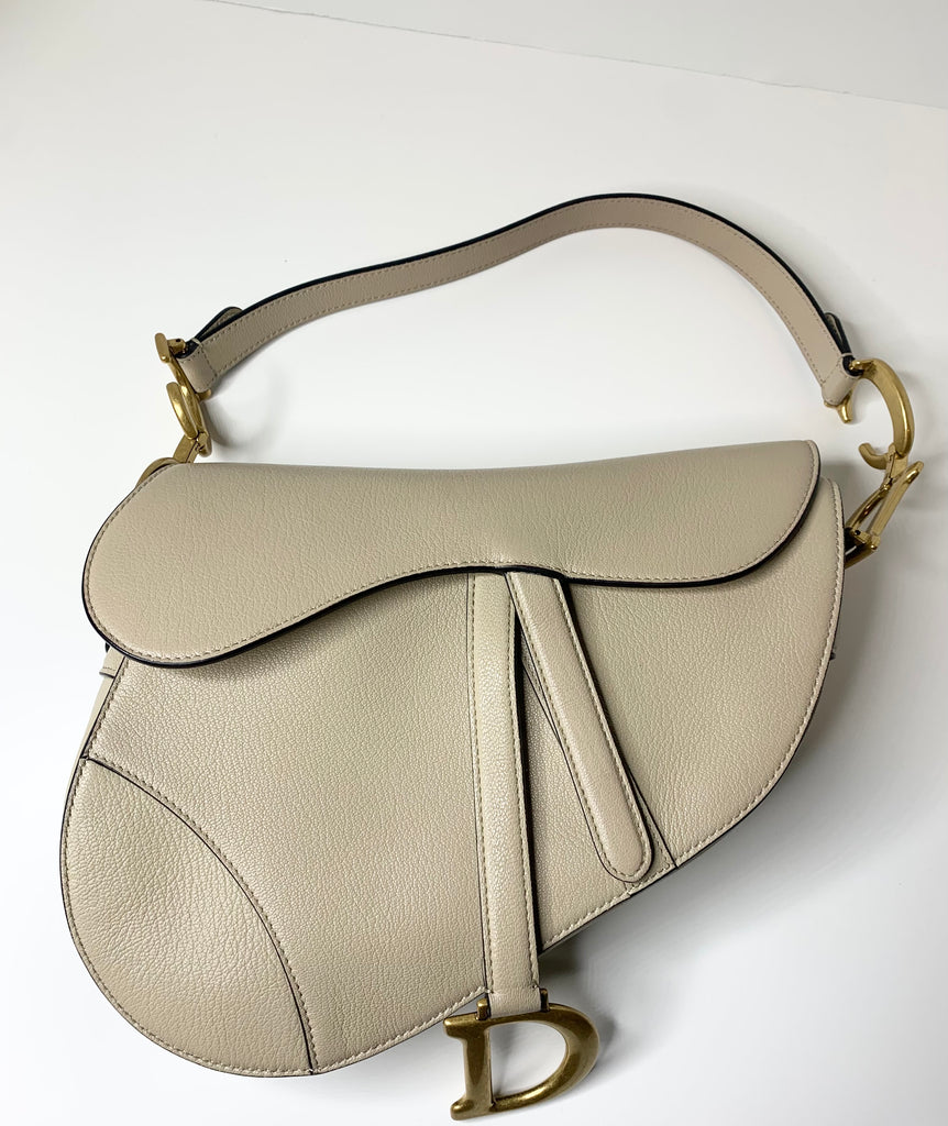DIOR saddle Shoulder Bag Suede / Leather Beige