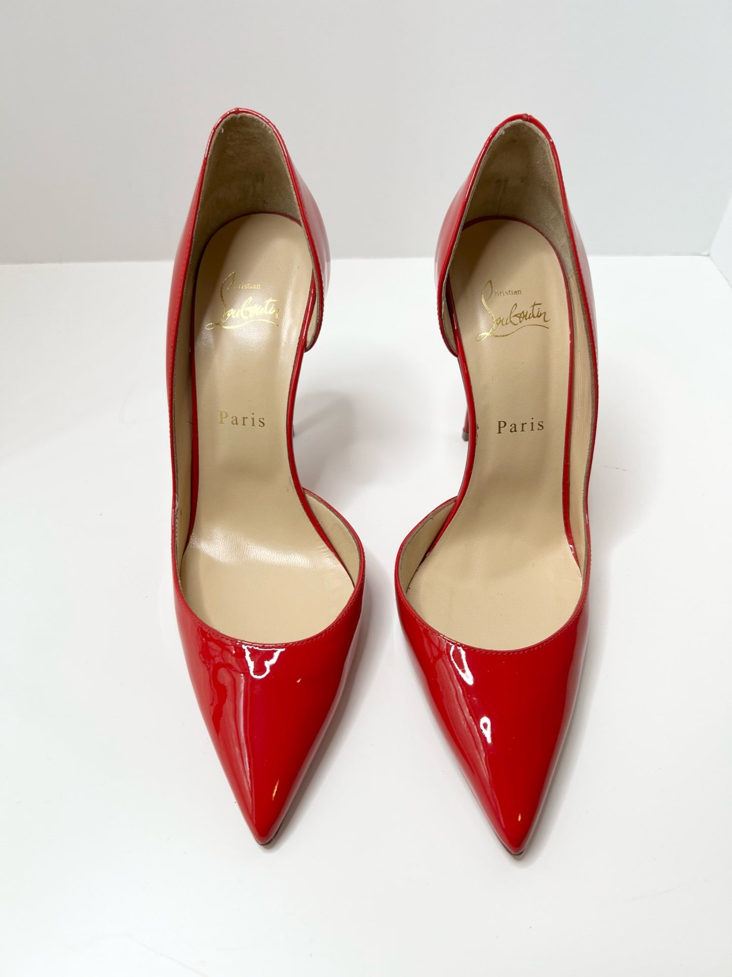 Christian Louboutin Iriza 100 Red Patent Pumps, Size 38.5