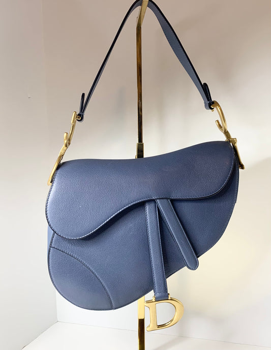 Dior Saddle Bag, Denim Blue Goatskin