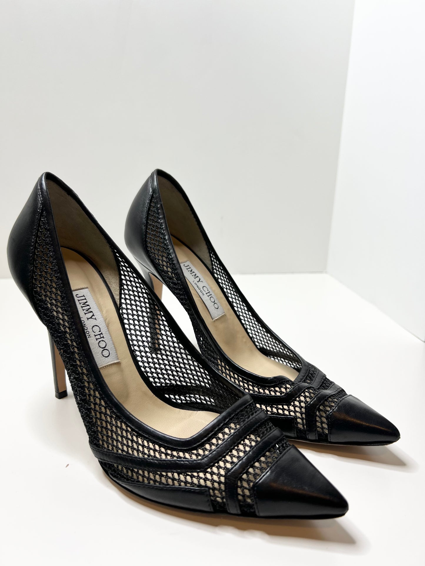 Jimmy Choo Mesh and Leather Pumps Size 39