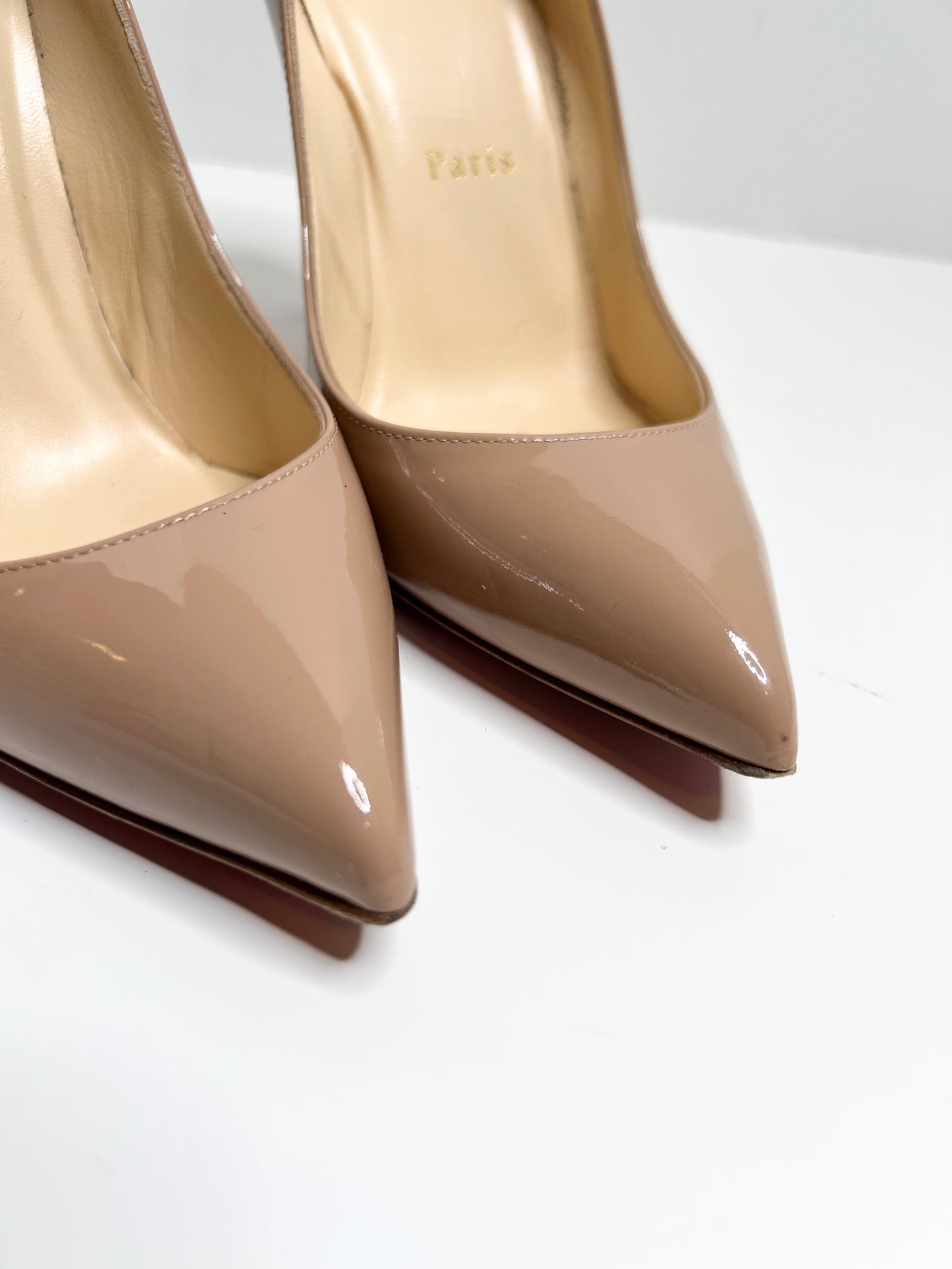 Christian Louboutin Pigalle Follies, Nude Patent Size 37.5