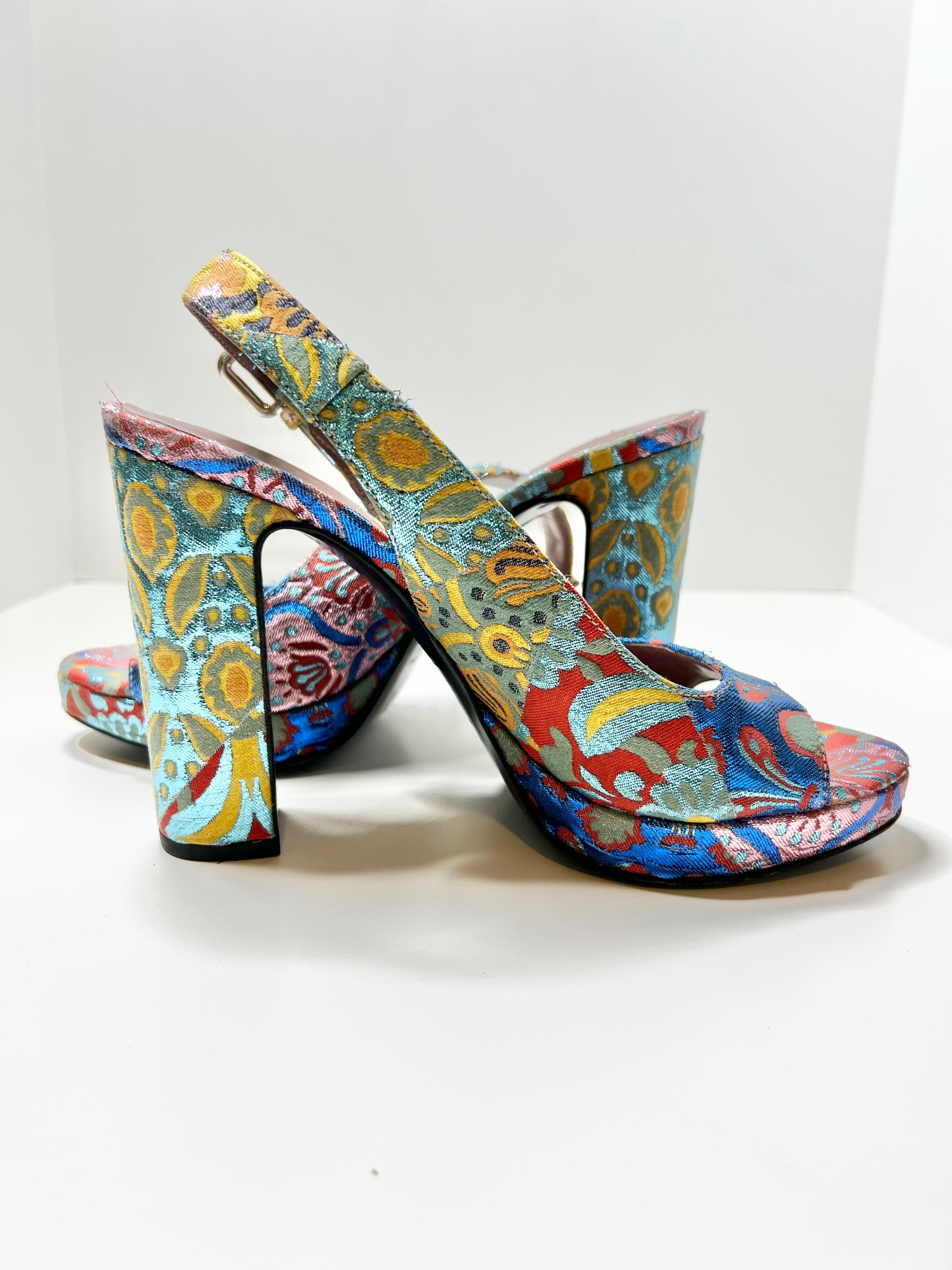 Miu Miu Multi-Color Jacquard Print Slingback, Size 38.5