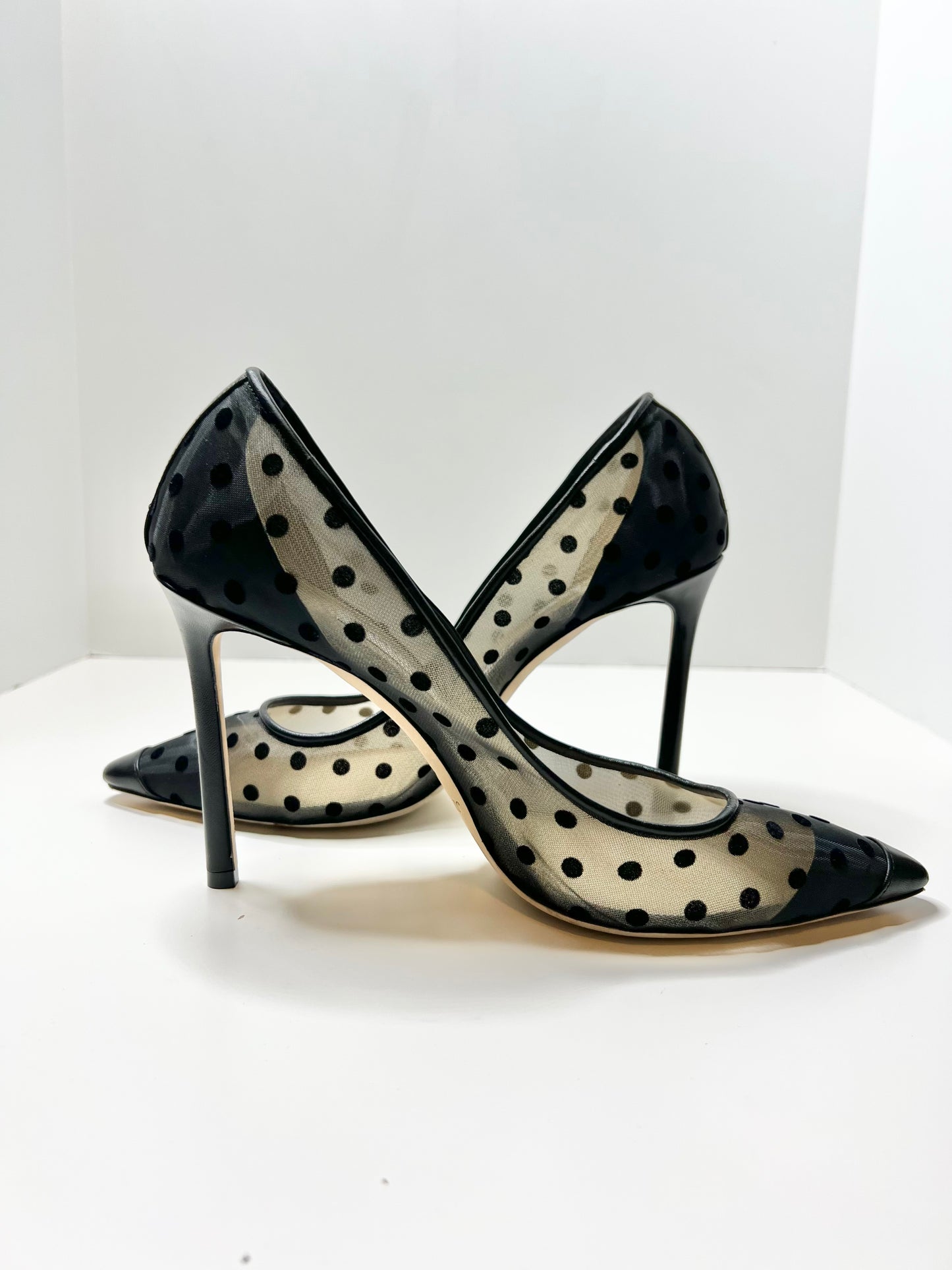 Jimmy Choo Mesh and Leather Polka Dot Pumps Size 39