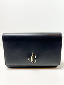 Jimmy Choo Calfskin Varenne Wallet-on-chain in Black