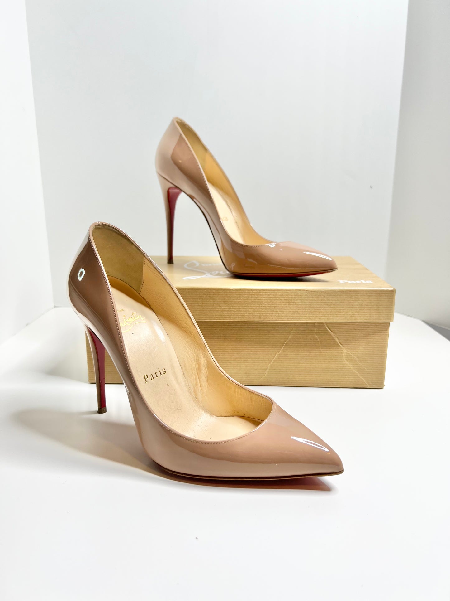 Christian Louboutin Pigalle Follies, Nude Patent Size 37.5