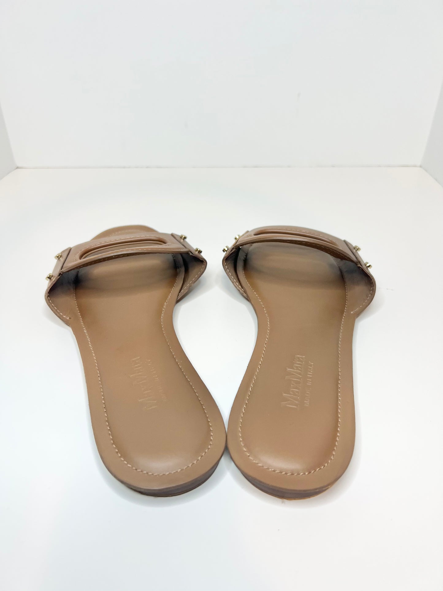 Max Mara brown leather slide, Size 39.5