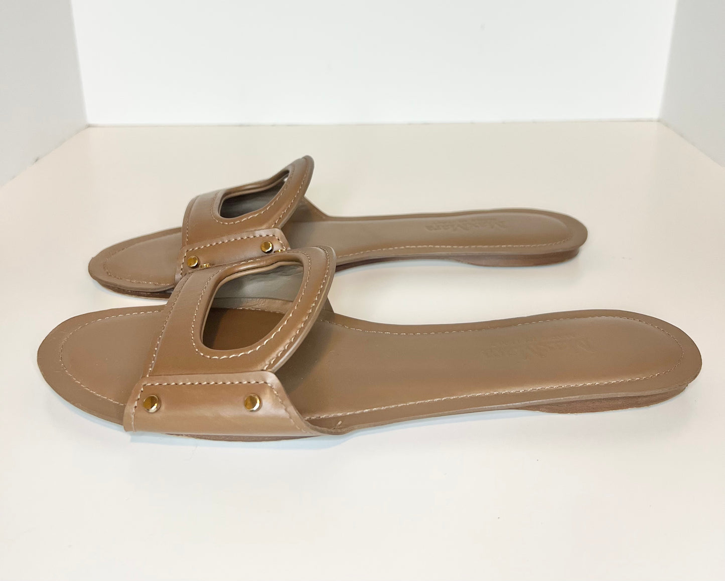 Max Mara brown leather slide, Size 39.5