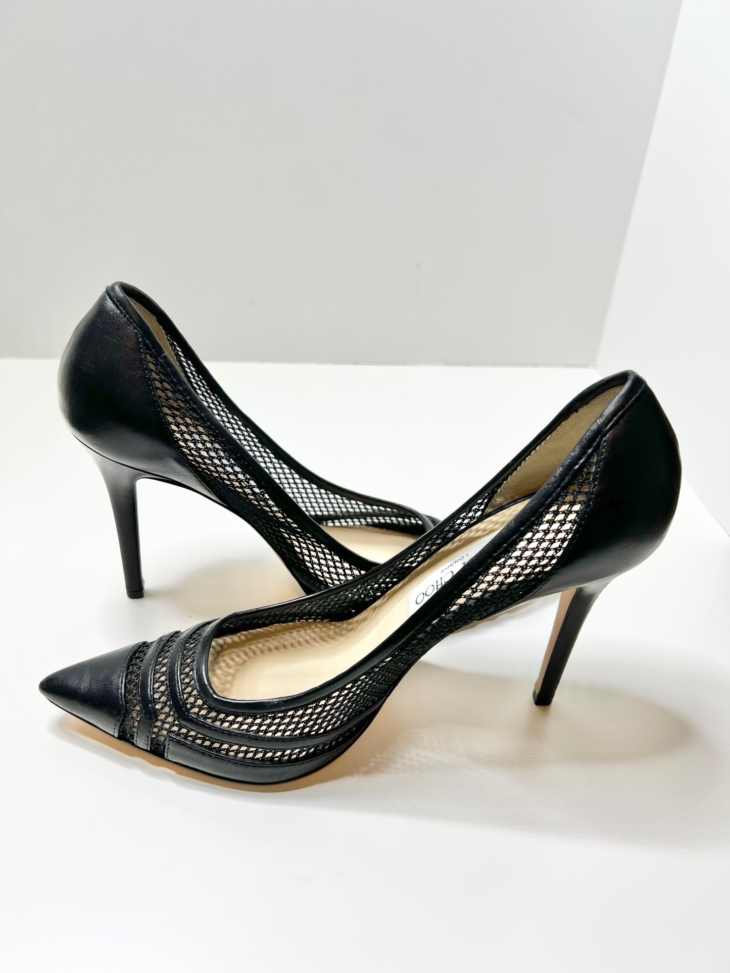 Jimmy Choo Mesh and Leather Pumps Size 39