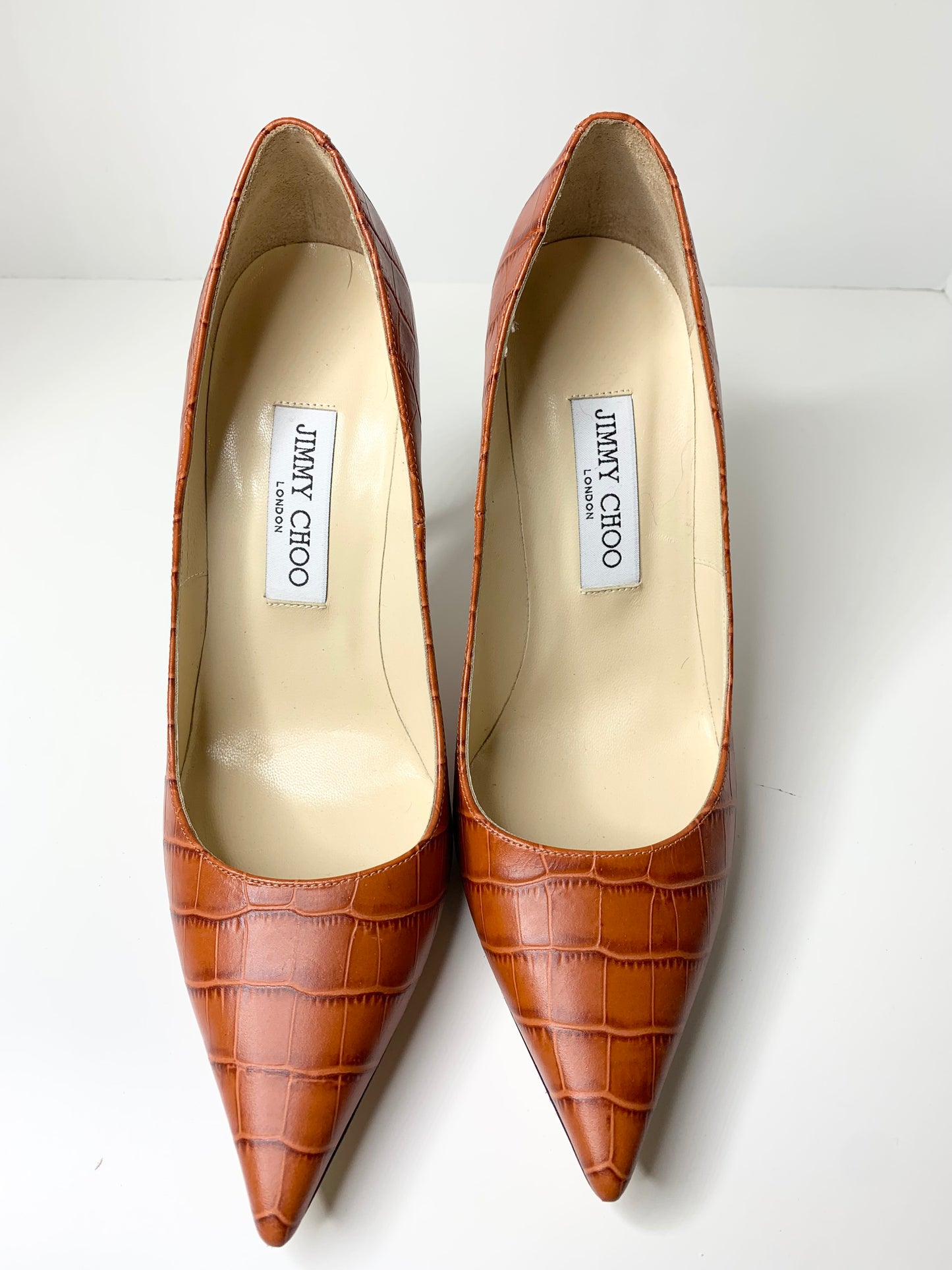 Jimmy Choo Love 100 Croc Embossed Pumps, Rust 38.5