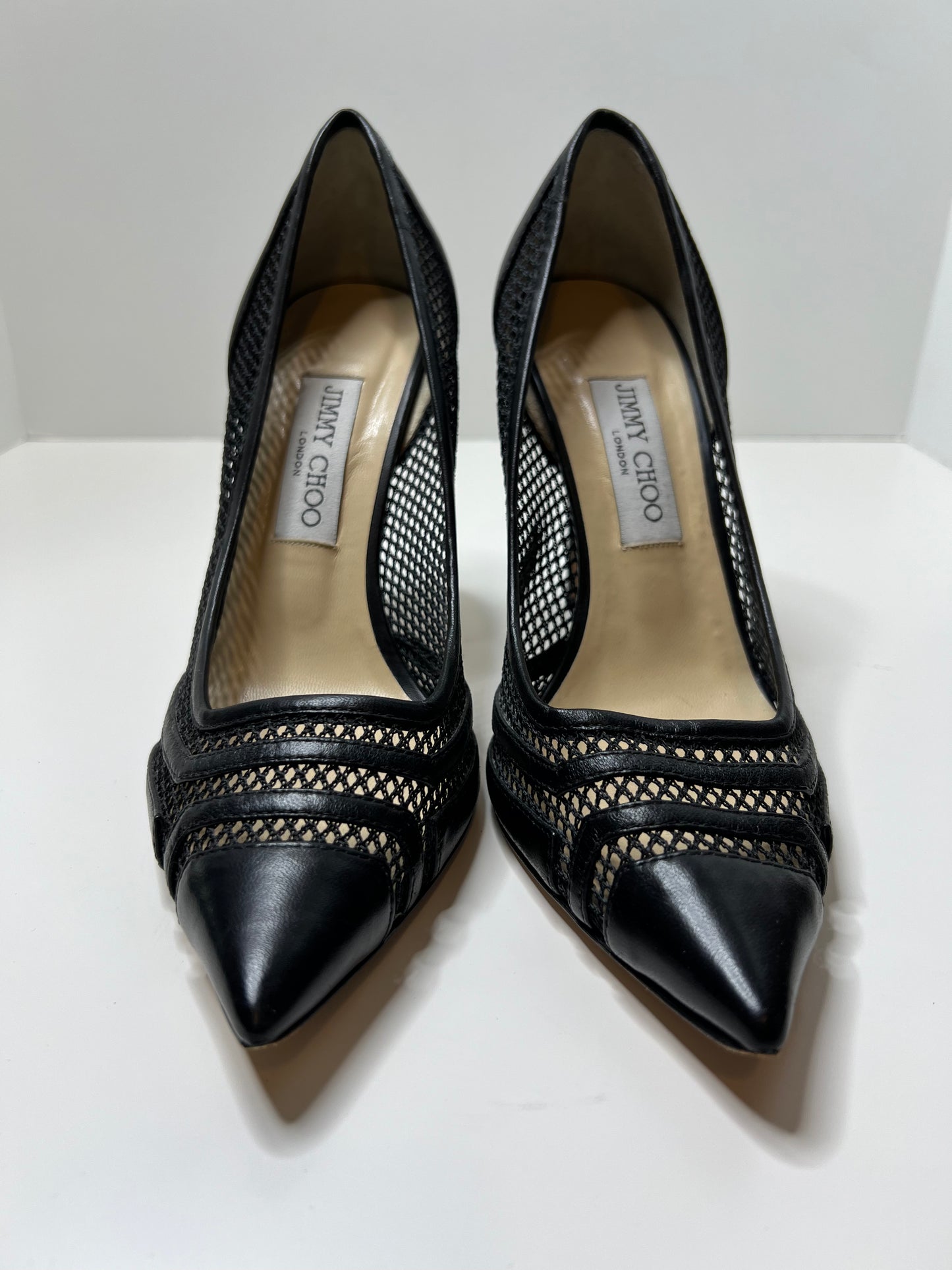 Jimmy Choo Mesh and Leather Pumps Size 39