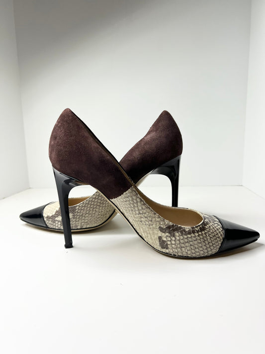 Diane Von Furstenberg Suede, Patent and Reptile Print Pumps, Size 8.5