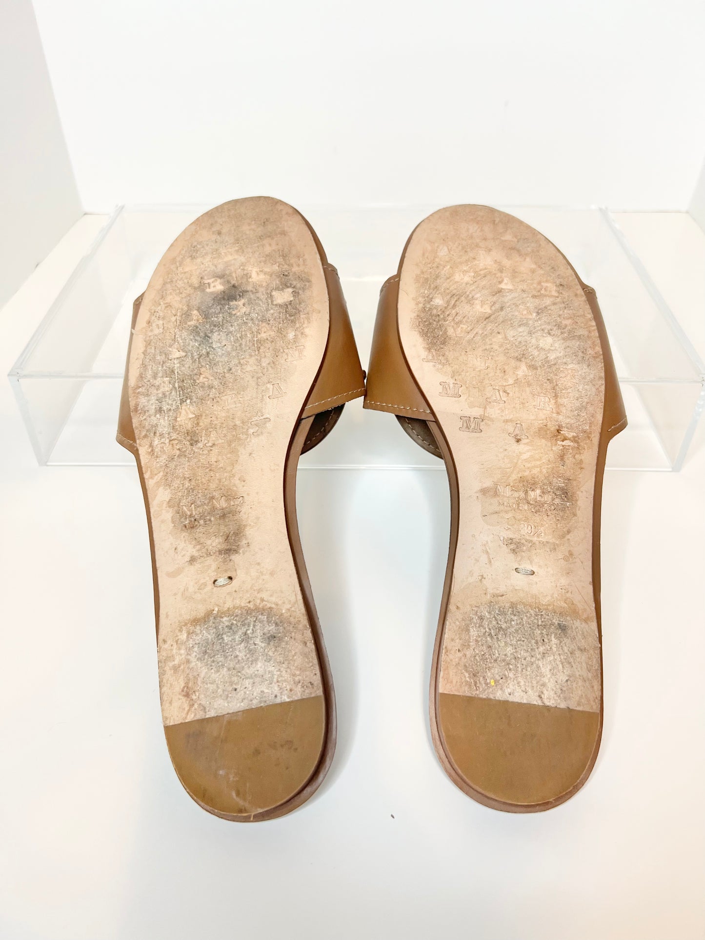 Max Mara brown leather slide, Size 39.5